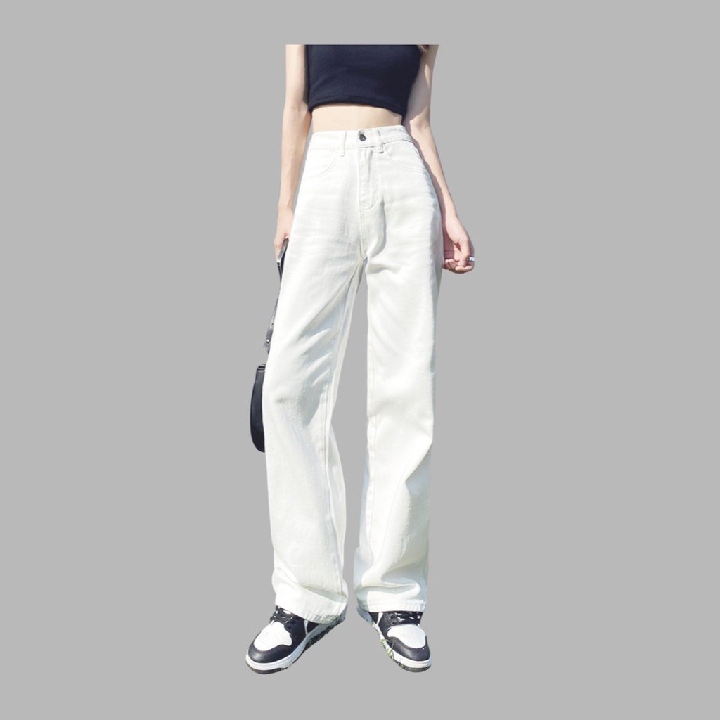 Quần bò ống suông 4 màu trơn hot basic vintage tiểu thư xuongmayanhthu269 👉  Jeans chất co giãn đẹp