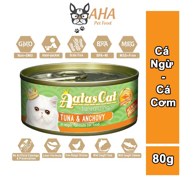 Pate Mèo Con Aatas Cat 80g Nguyên Chất Từ Cá Ngừ Mix Với 12 Vị Thơm Ngon Không Chất Bảo Quản, Ngũ Cốc, Phẩm Màu