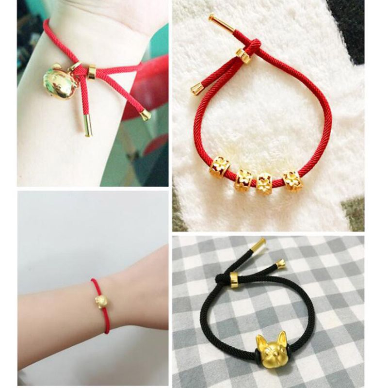 Vòng tay dây đỏ bện có thể điều chỉnh dùng làm trang sức DIY