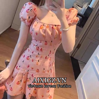 Đầm Cổ Vuông Tay Phồng Xếp Ly Dáng Rộng Thời Trang Mùa Hè Hàng Mới 2022 Dành Cho Bạn Nữ