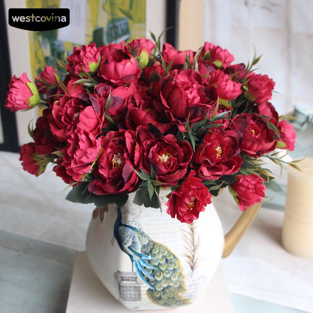 Bó Hoa Mẫu Đơn Giả Bằng Lụa Dùng Trang Trí