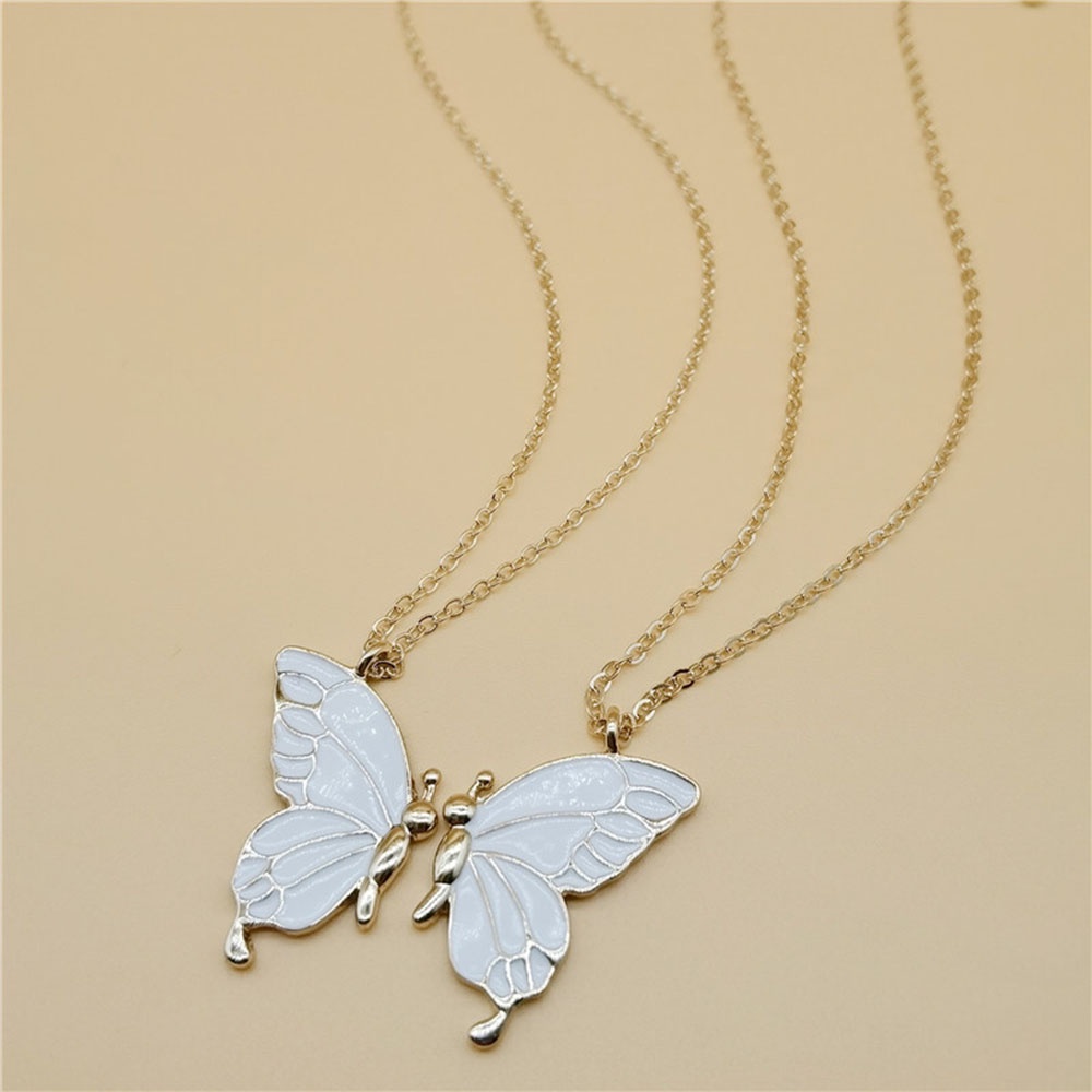 1 Cặp Dây Chuyền Mặt Hình Bươm Bướm Thông Dụng Dành Cho Chị Em Và Mẹ