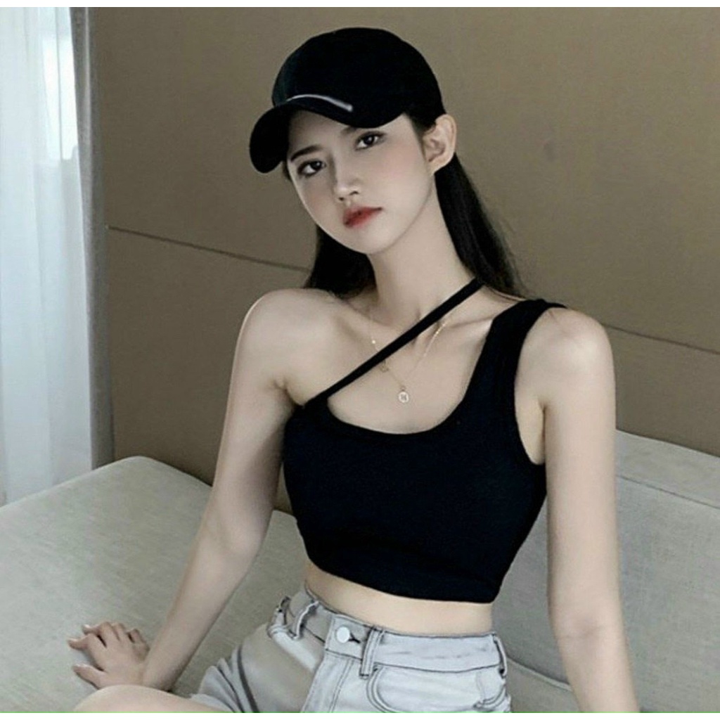 áo kiểu croptop dây bản to dây nhỏ xinh chất gân na