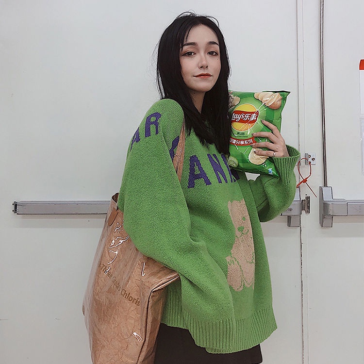 Áo len nữ dài tay cổ tròn thời trang Hàn Quốc
