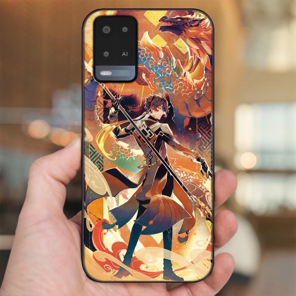 Ốp lưng Oppo A54 4G, A54 5G viền đen in hình Zhongli Genshin Impact
