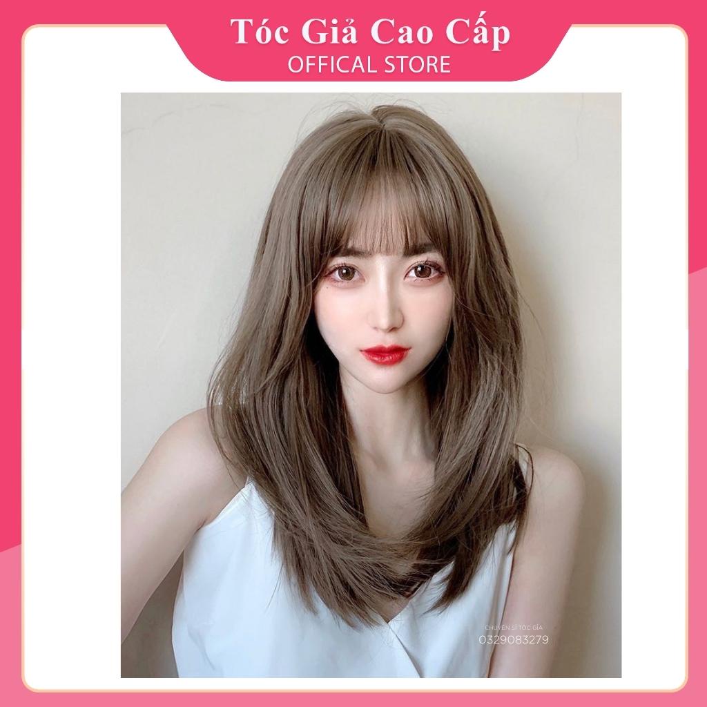 Tóc giả nguyên đầu nữ layer 8258, tặng kèm lưới trùm