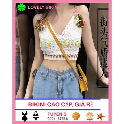 Bikini móc len đi biển( 2 màu)