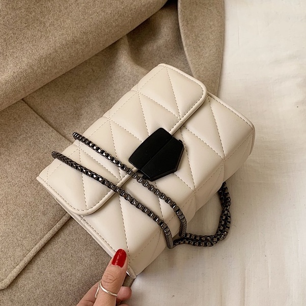 Túi đeo chéo nữ, túi đeo vai trần trám khóa nhọn phong cách vintage HH 296