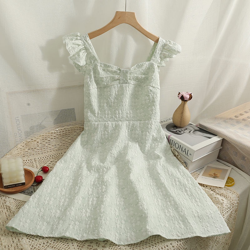 [XẢ HÀNG] Đầm Hoa Tay Cánh Tiên Chun Lưng, Váy Ngắn Hoa Chìm Đáng Yêu Smide Clothing