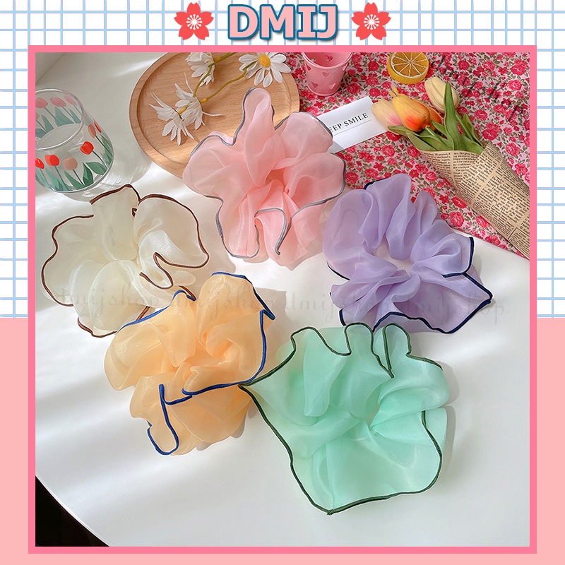 Cột tóc vải scrunchies loại to họa tiết đơn giản dây buộc tóc scrunchies đáng yêu