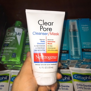 Sữa rửa mặt kiêm mặt nạ neutrogena clear pore cleanser/mask
