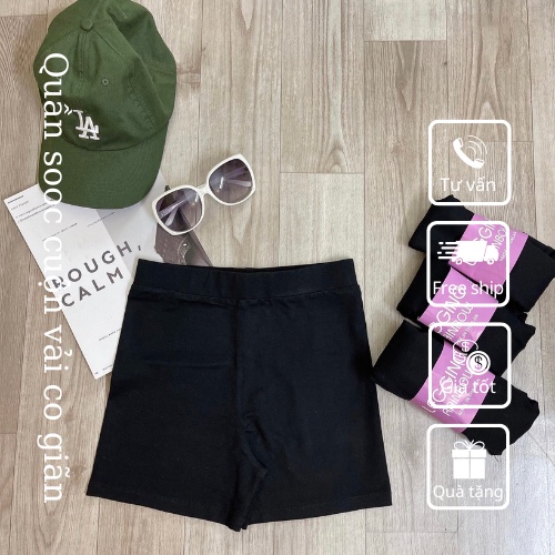 Quần short legging chất vải cotton co giãn, quần đùi nữ dáng legging ngắn DEW96