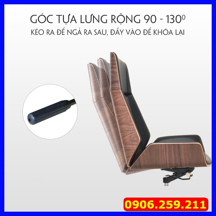 Ghế da văn phòng cao cấp - Ghế da khung gỗ - Ghế trưởng phòng giám đốc chân hợp kim xoay 360 độ