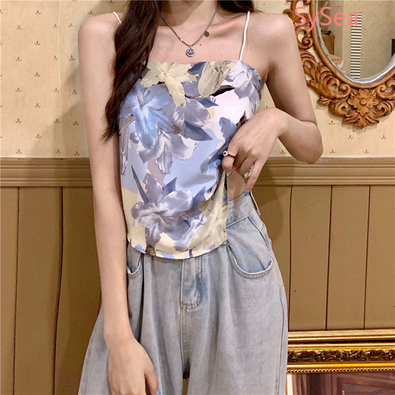 Áo Hai Dây In Họa Tiết 2 Dây Thời Trang Mùa Hè Gợi Cảm Cho Nữ