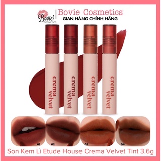 Son kem lì etude house crema velvet tint 3.6g màu 01 02 03 04 boviecosmetics