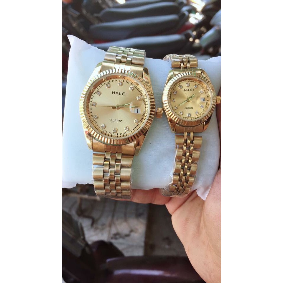 Đồng hồ Halei đôi nam nữ máy Nhật mạ vàng chống nước | BigBuy360 - bigbuy360.vn