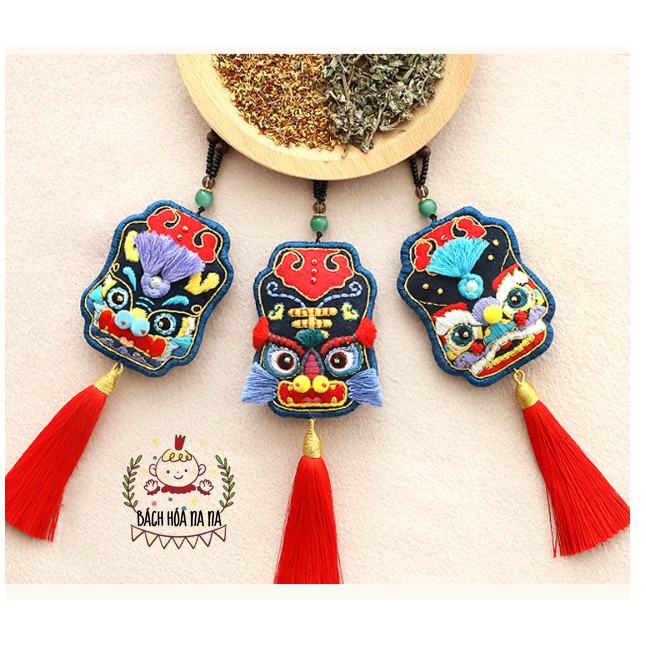 DIY bộ kit thêu Túi Thêu Thủ Công Họa Tiết Rồng và Hổ Độc Đáo - Na na Handmade DIY Gói nguyên liệu thêu