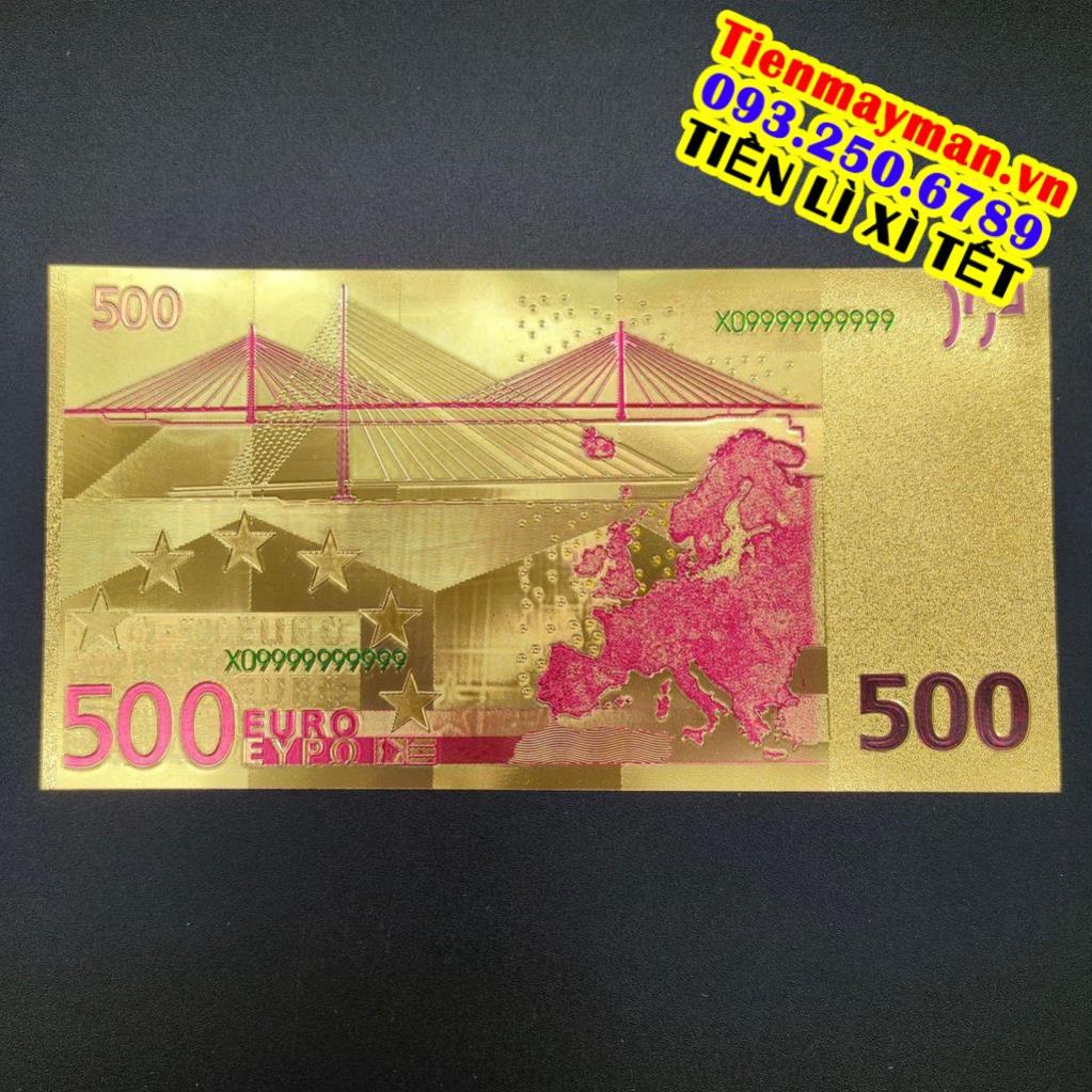 Tờ Tiền Kỉ Niệm 500 EURO Plastic Mạ Vàng Lì Xì Tết May Mắn