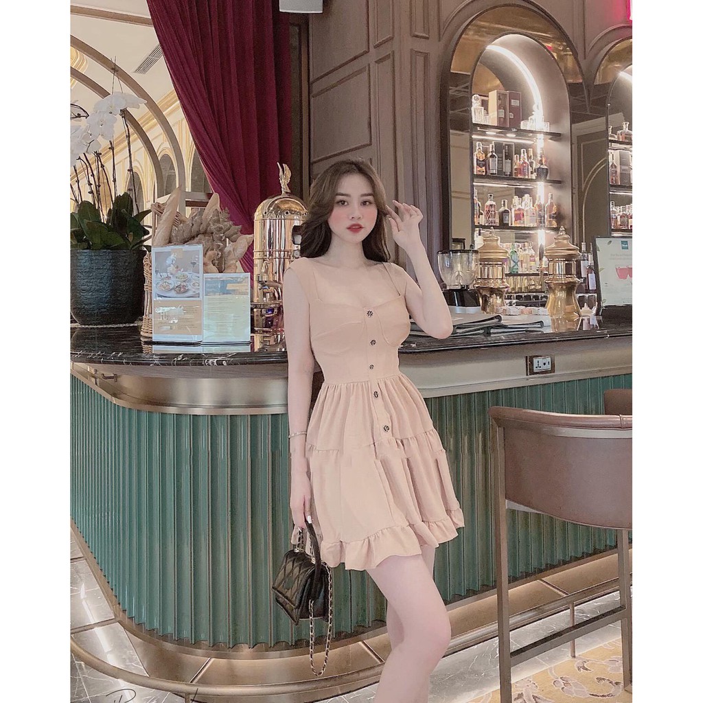 VÁY ĐŨI XÒE 2 DÂY CHẤT MÁT TÔN DÁNG V157