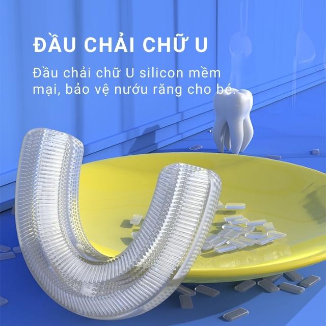 Bàn Chải Điện Cho Bé Đánh Răng Chữ U, Sạc Điện Từ Tính Đầu Chải Chữ U Silicon Cho Trẻ Em Từ 2 Đến 12 Tuổi DC30