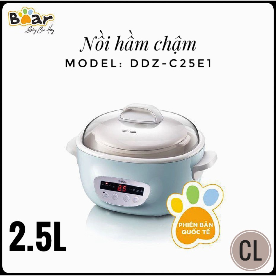 Nồi nấu chậm Bear 2,5L SUBE003 (có lồng hấp)