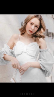 👽ĐẦM Rớt Vai Nơ Ngực ( Có Hình Thật)