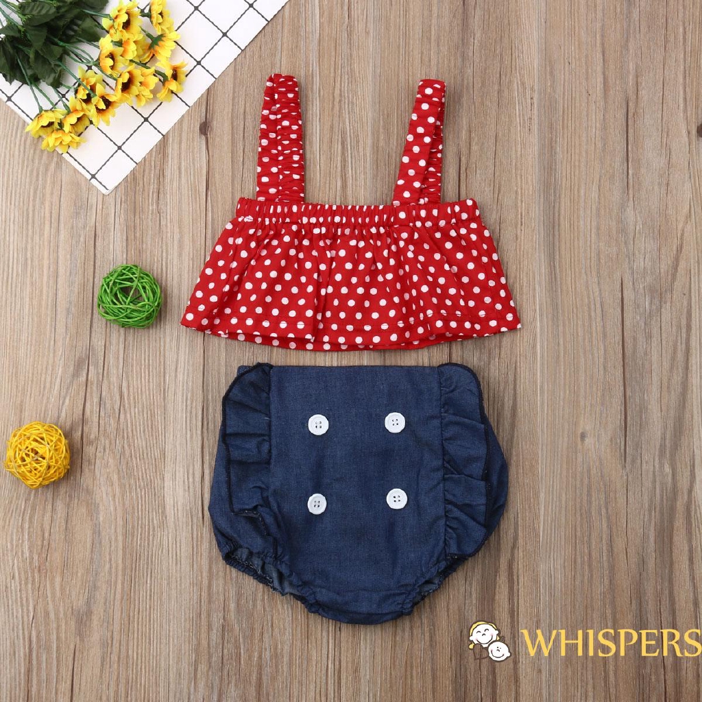 Set Áo 3 Lỗ Chấm Bi + Quần Short Dành Cho Bé Gái