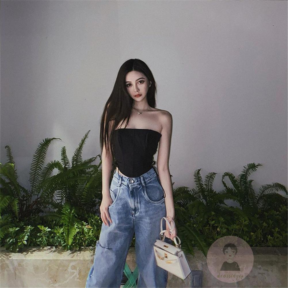 Áo Ống Màu Trơn Không Dây Dáng Ôm Thời Trang Mùa Hè Cho Nữ