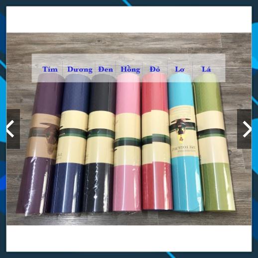 Thảm tập yoga chống trượt 6mm cao su, dày dặn 2 lớp cao cấp không mùi dễ gấp gọn đi tập thể dục, du lich