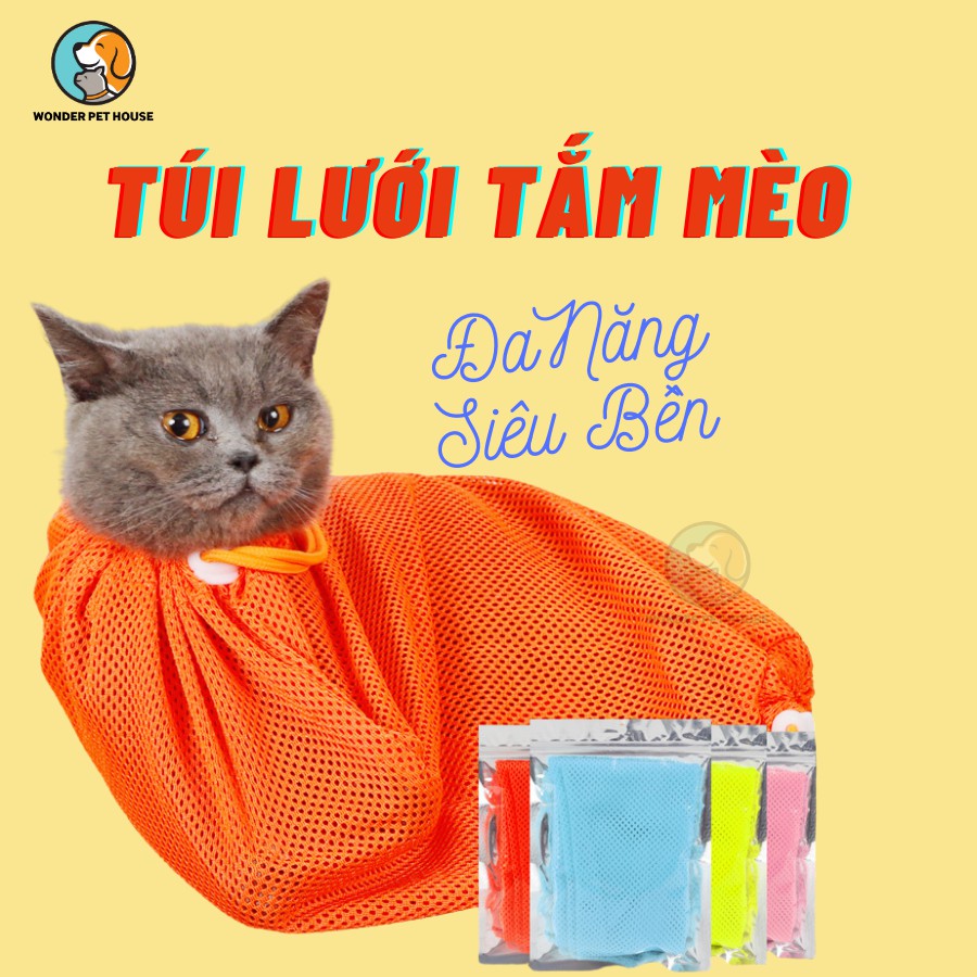 Túi Lưới Tắm - Cắt Móng Mèo Đa Năng