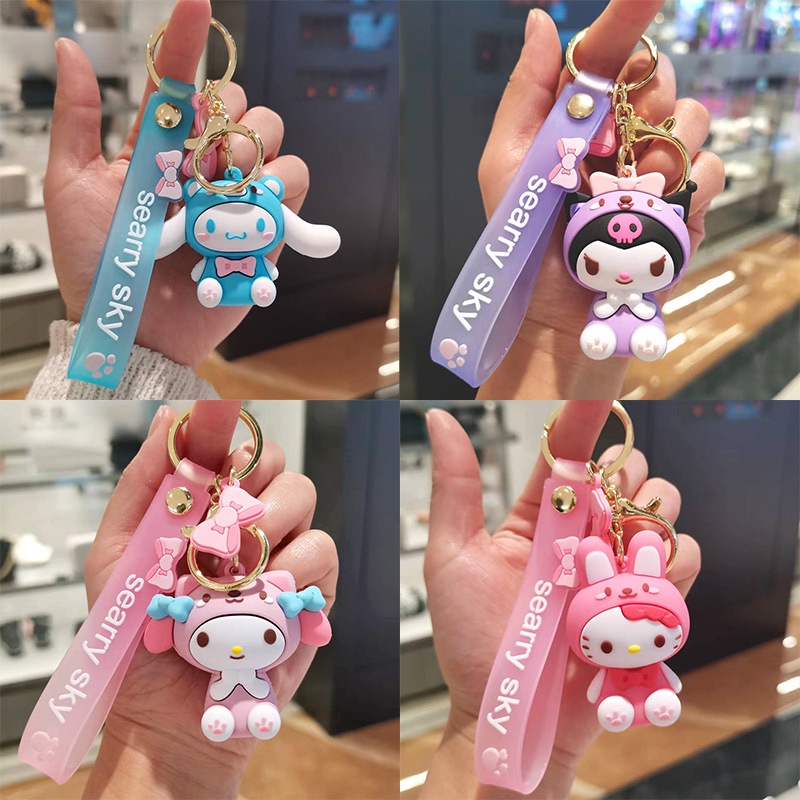 Móc Chìa Khóa Nhựa Resin Hình Sanrio Melody Kuromi Hello Kitty Dễ Thương