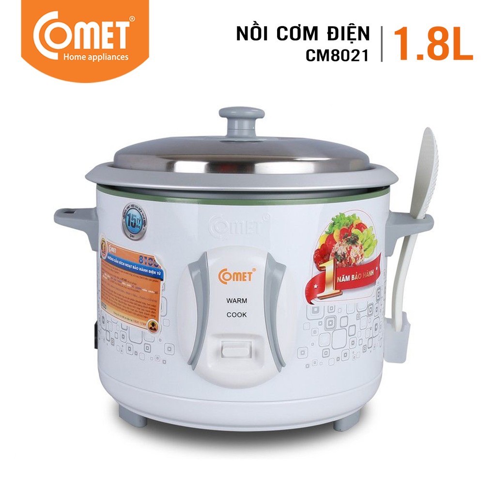 [Mã ELHADEV giảm 4% đơn 300K] Nồi cơm điện nắp rời 1.8L Comet CM8021