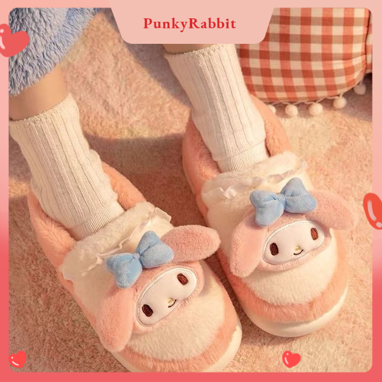 PunkyRabbit Dép Mờ Mềm Mại Ấm Áp Chống Trơn Trượt Nhẹ Nữ Dễ Thương Sang Trọng Đi Trong Nhà Ngoài Trời