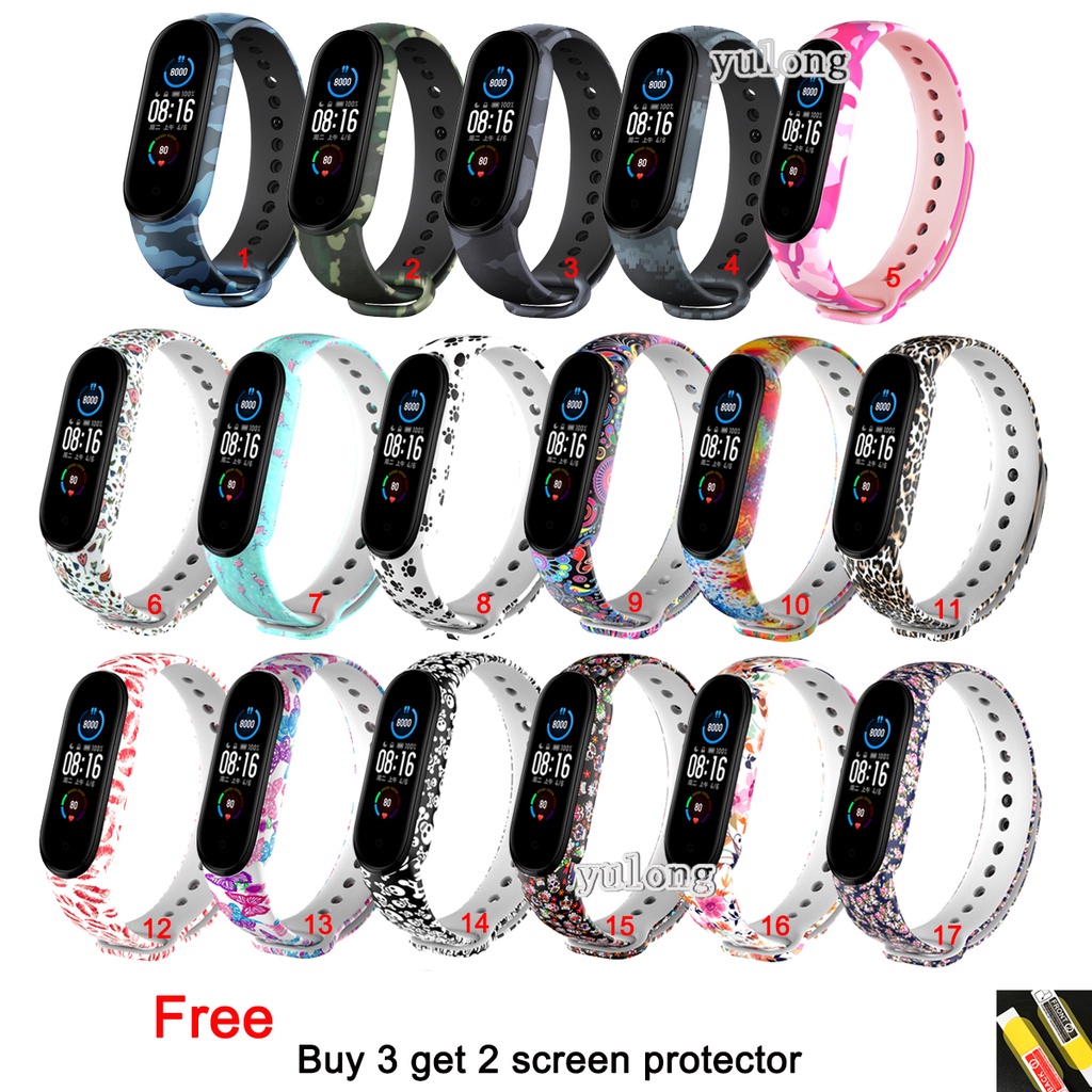 Dây Đeo Đồng Hồ Thông Minh Bằng Silicon Nhiều Họa Tiết Tùy Chọn Cho Xiaomi Mi Band 5 6