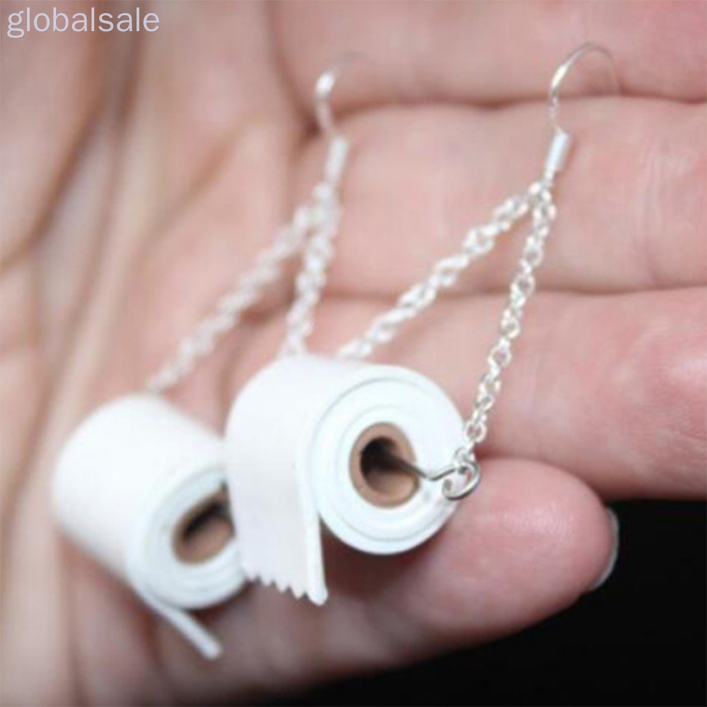 Khuyên tai móc hợp kim thiết kế hình giấy vệ sinh độc đáo dành cho nữ