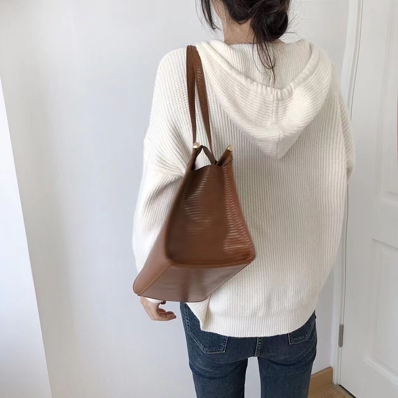 Áo Hoodie Dệt Kim Dáng Rộng Thời Trang Hàn Quốc Cho Nữ