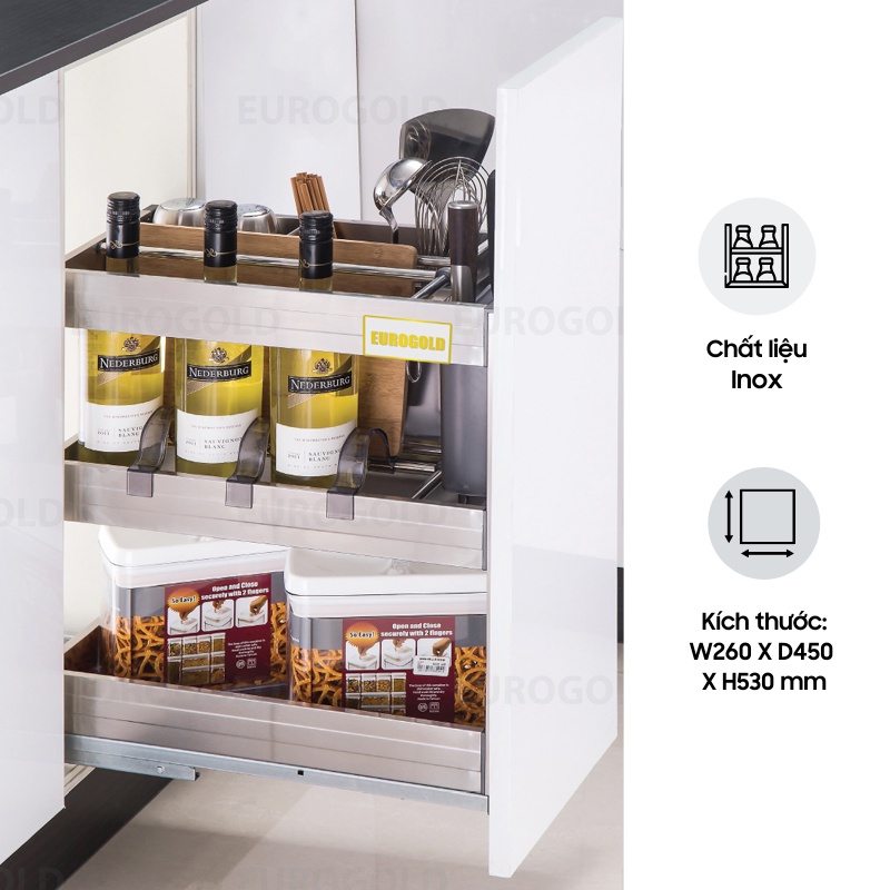 Giá Dao Thớt Chai Lọ Hộp Eurogold - Chất Liệu Inox - EU1030