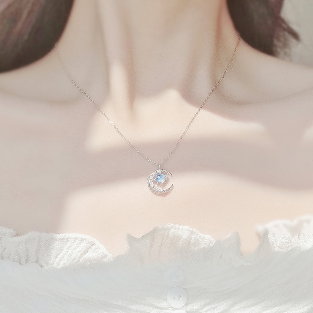 Vòng cổ hình mặt trăng đính đá lấp lánh sành điệu cho nữ