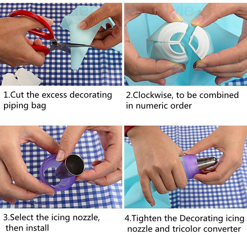 Vòi Phun Kem Trang Trí Bánh 3 Lỗ Bằng Thép Không Gỉ