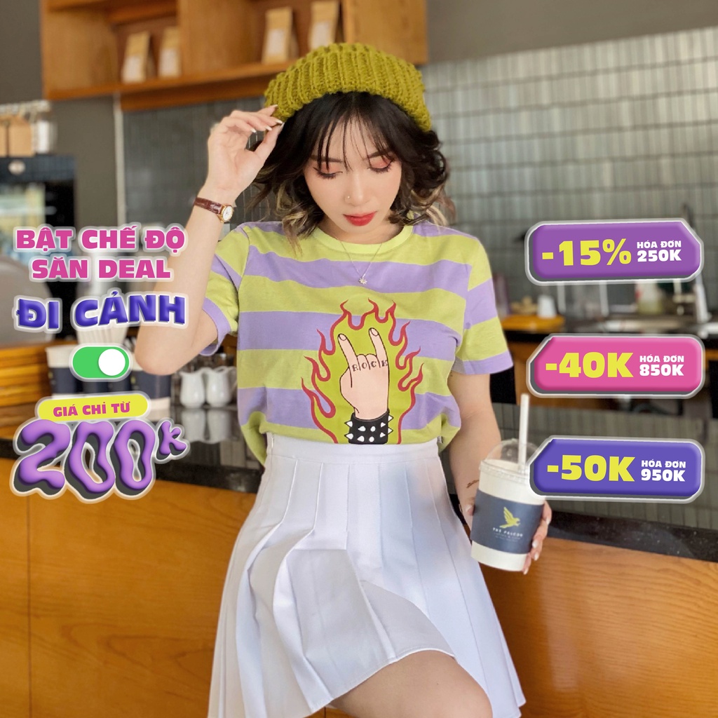 Áo Thun Croptop Nữ BOO Dáng Rộng 100%Cotton In Hình Cá Tính