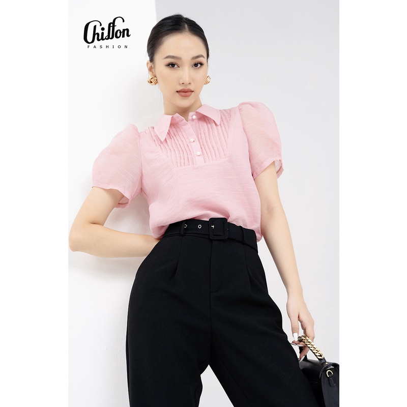 Quần baggy công sở nữ thiết kế cao cấp, lưng cao thương hiệu Chiffon