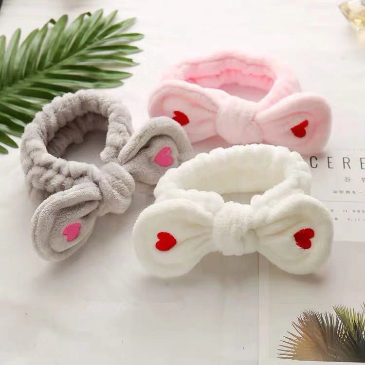 Băng đô cài tóc thêu hình trái tim đính nơ xinh xắn độc đáo