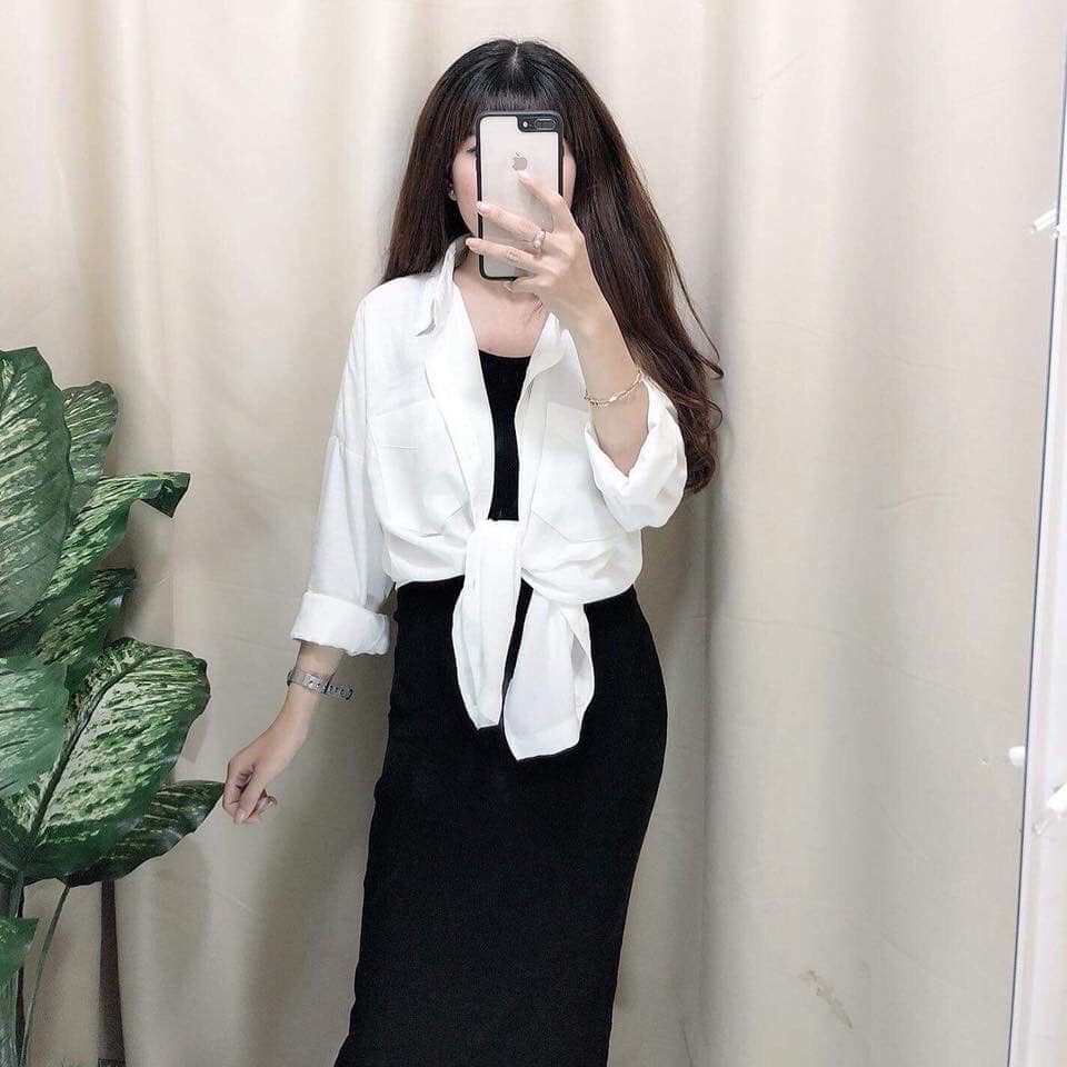 [Ảnh thật] Áo sơ mi oversize trắng 2 túi ulzzang