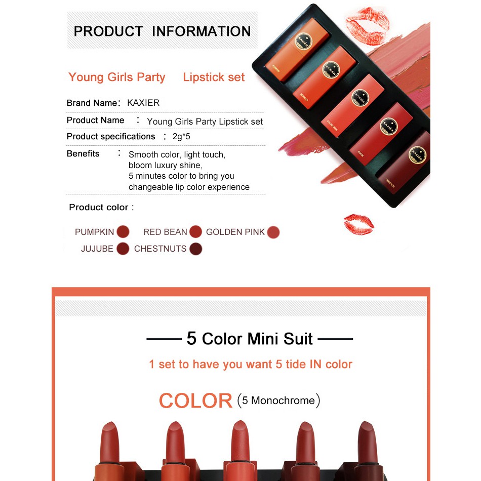 Son Lì Mini Lipstick Kaxier – Màu #302 RED BEAN