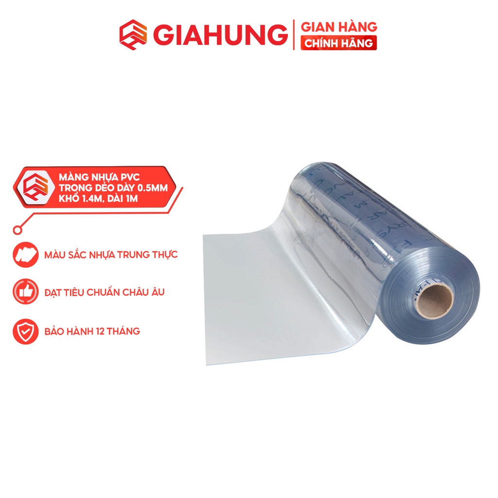 [Mã INCU50 giảm 50K đơn 150K] Tấm nhựa PVC trải bàn trong suốt dày 0.5mm x rộng 1.4m x dài 1m - GIAHUNG