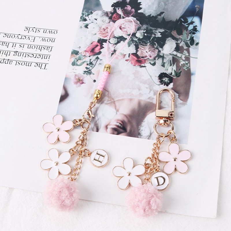 Móc Khóa Cục Bông Hoa Và Chữ D / H Cho Điện Thoại