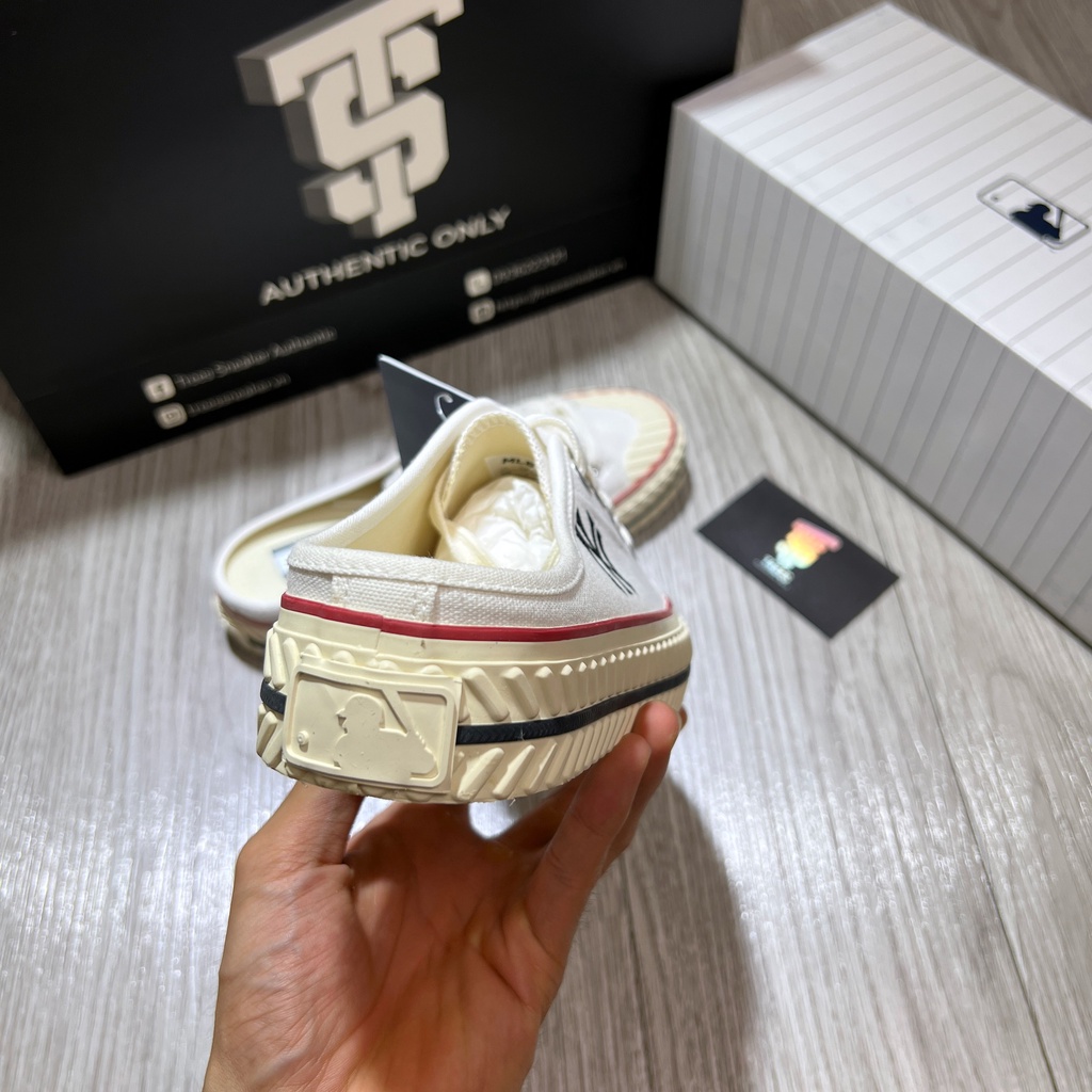 [CHÍNH HÃNG] Giày thể thao MLB MULE WHITE 2022 FULL BOX TAG CHECK HIDDEN TAG