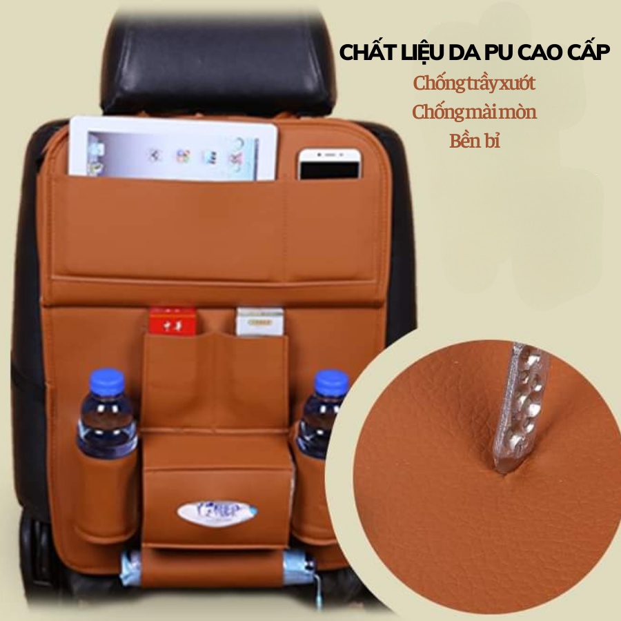 Túi Đựng Đồ Treo Sau Ghế Ô Tô Đa Năng Bằng Da Pu Cao Cấp Kiêm Bàn Ăn Mini Tiện Dụng Trangdiemxe 6