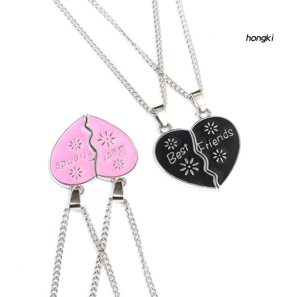 Set 2 Dây Chuyền Mặt Trái Tim Ghép Khắc Chữ Best Friends Thời Trang Cho Nữ