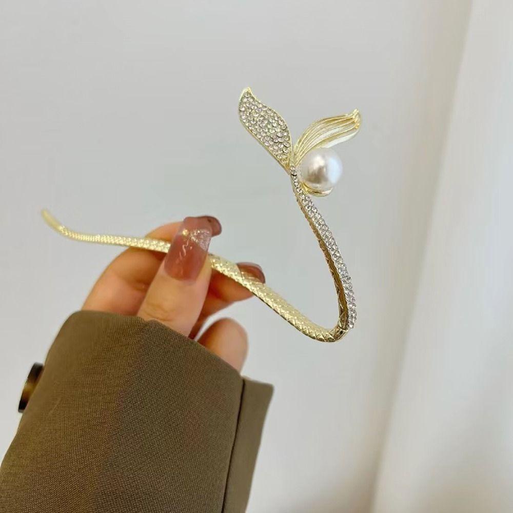 Kẹp Tóc Hình Đuôi Nàng Tiên Cá Màu Ngà Sang Trọng|Băng Đô Cài Tóc Bằng Hợp Kim Thời Trang